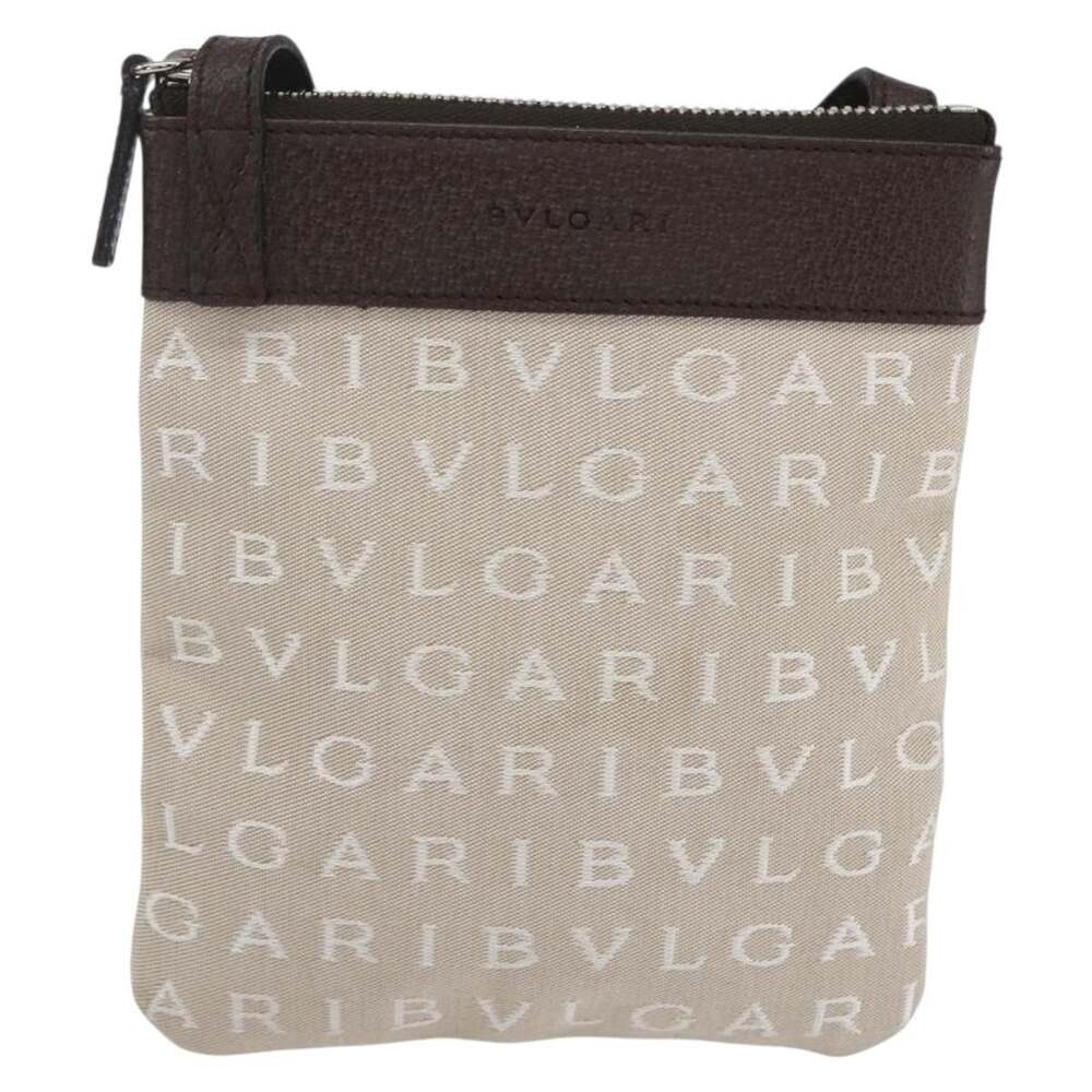 Bvlgari Canvas Logo Mania Shoulder Bag Beige